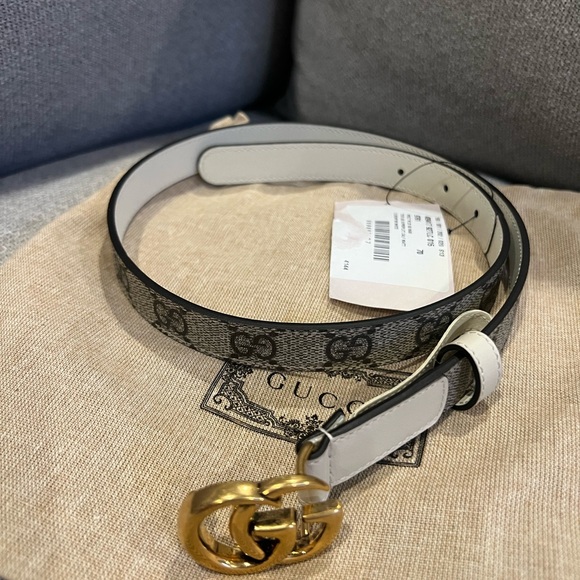 NEW Gucci GG Marmont Supreme GG Logo Thin Belt - Picture 7 of 12